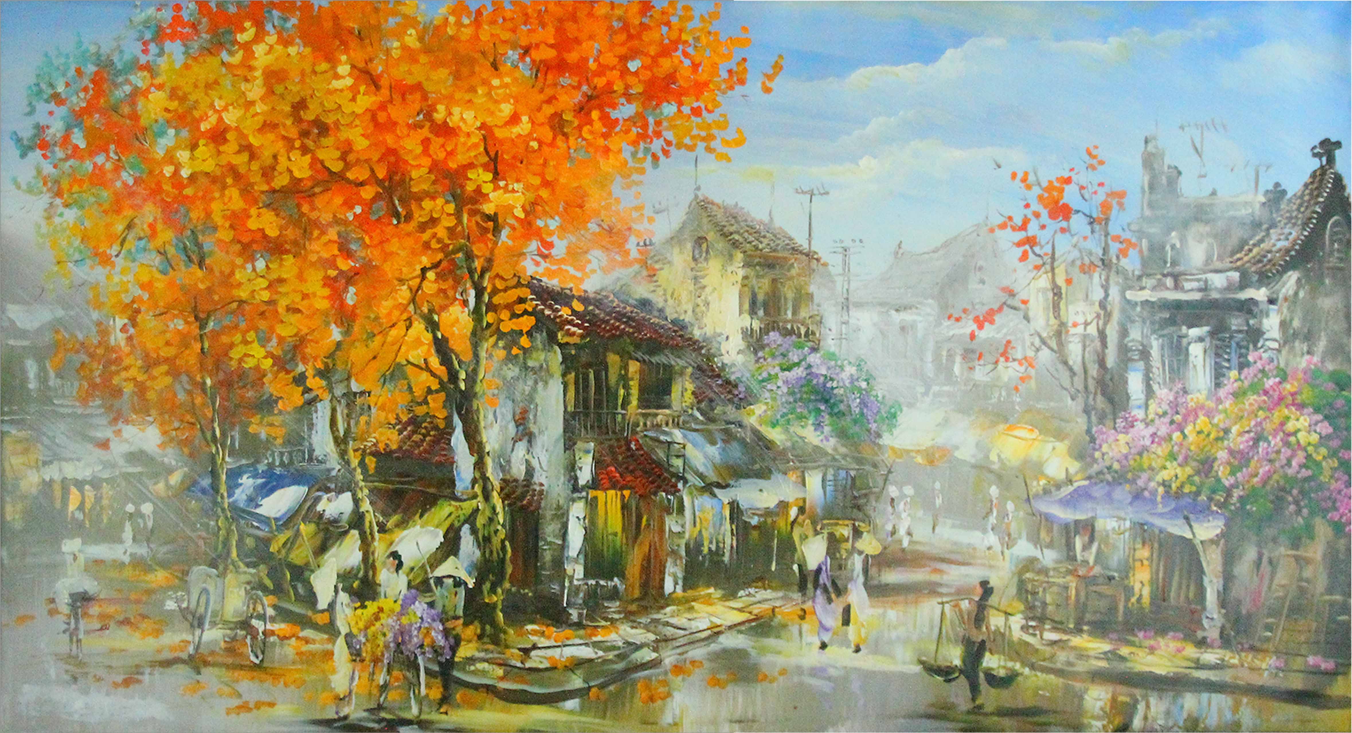 Oil painting of Old town - TSD33LHAR